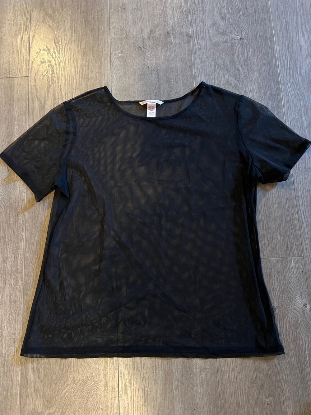 Victoria's Secret Black Sheer Short-Sleeve Tee